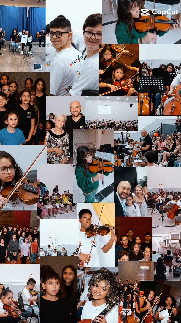 Mosaico de momentos da Orquestra Mirim